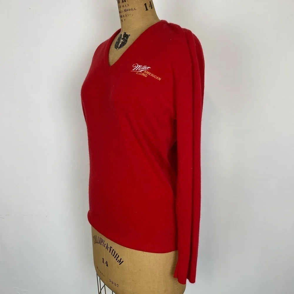 Vintage Miller American Racing V Neck Sweater, Red V Neck, Pullover Sweater, XL